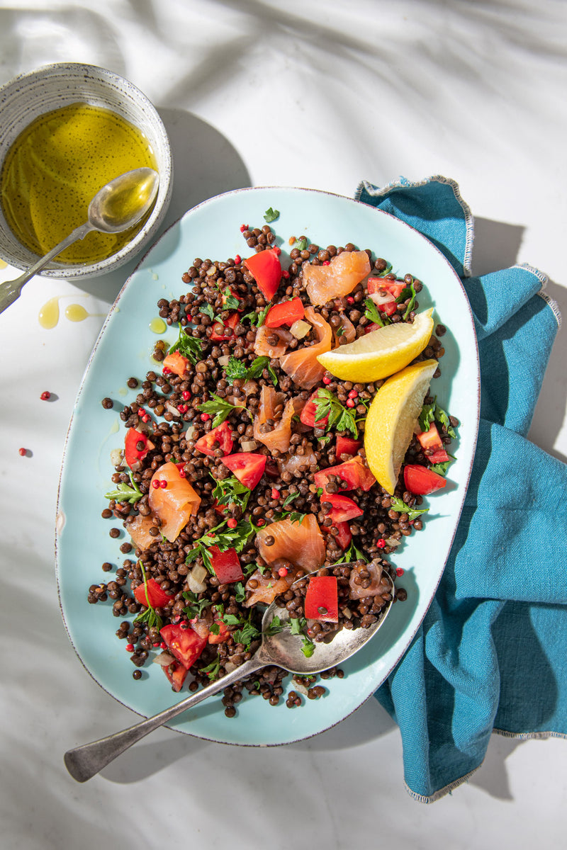 Smoked Salmon and Champagne Region Green Lentils – Quinola