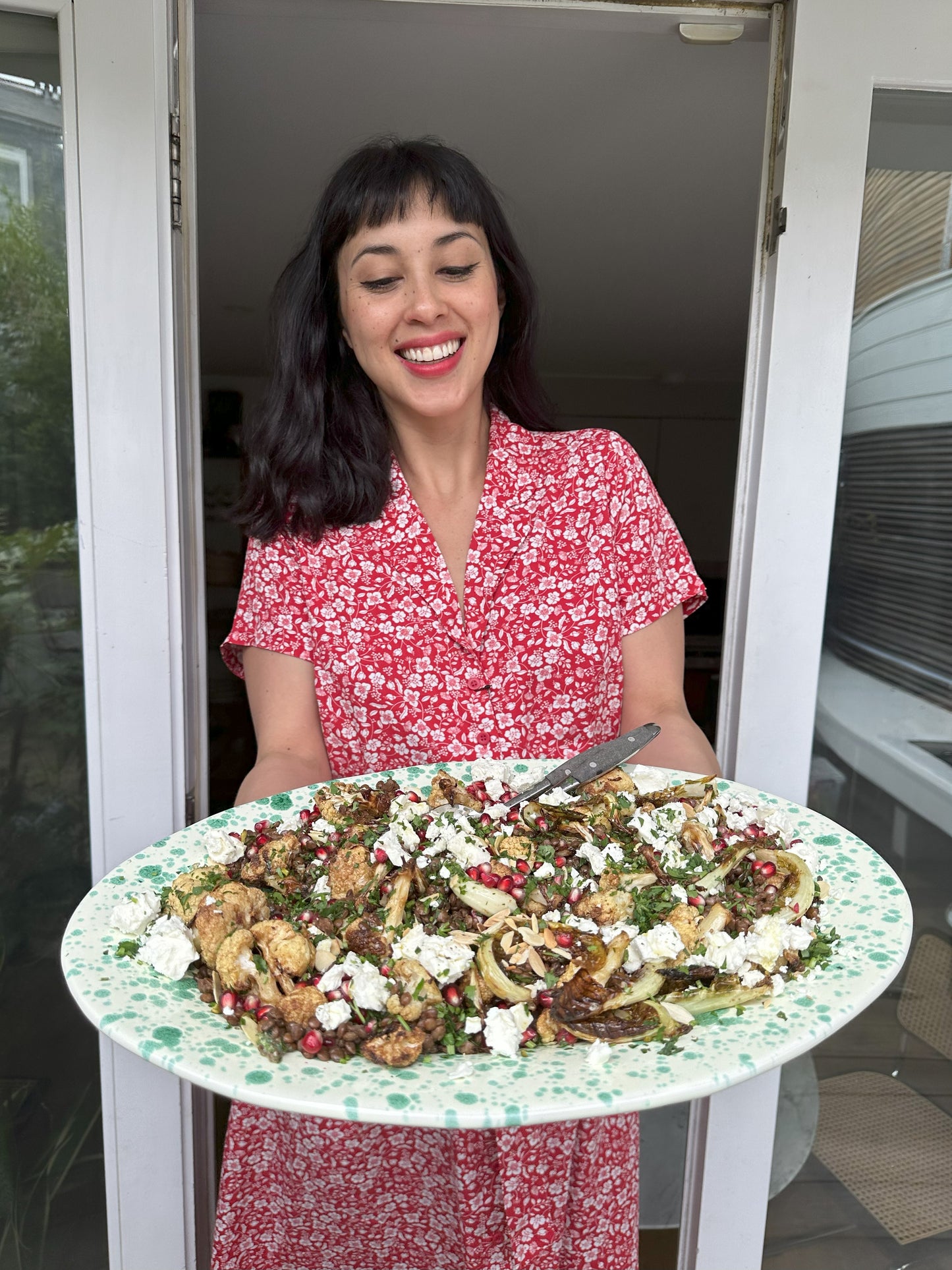 Roasted Cauliflower, Lentil, Pomegranate and Herb Salad