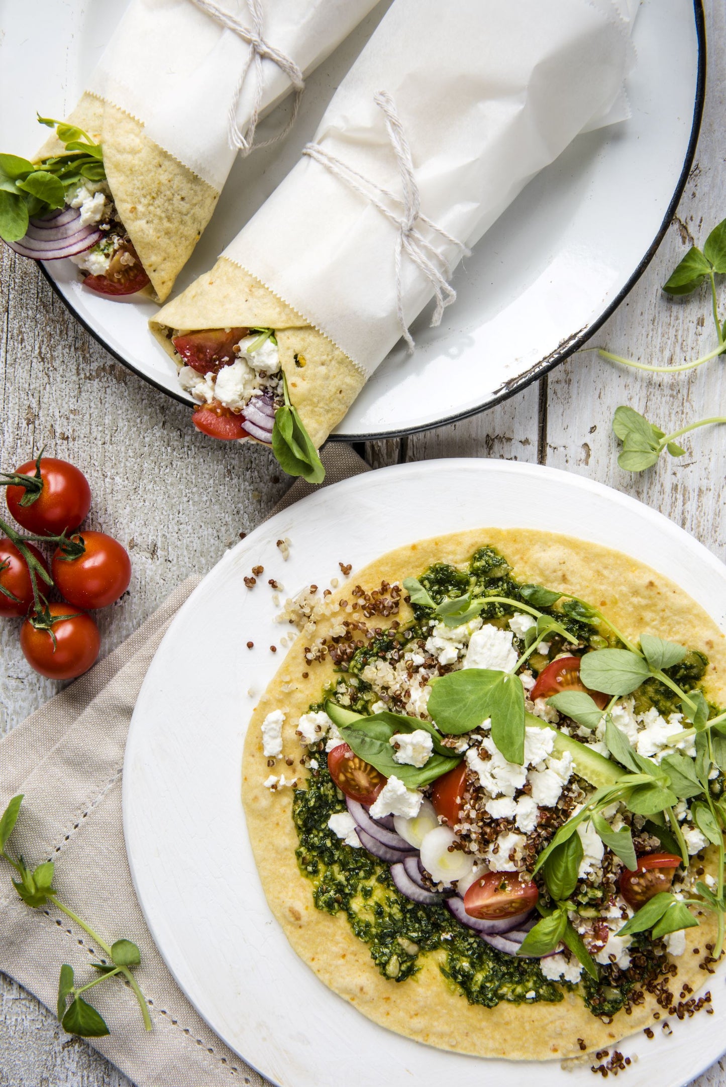 Quinoa and feta wraps