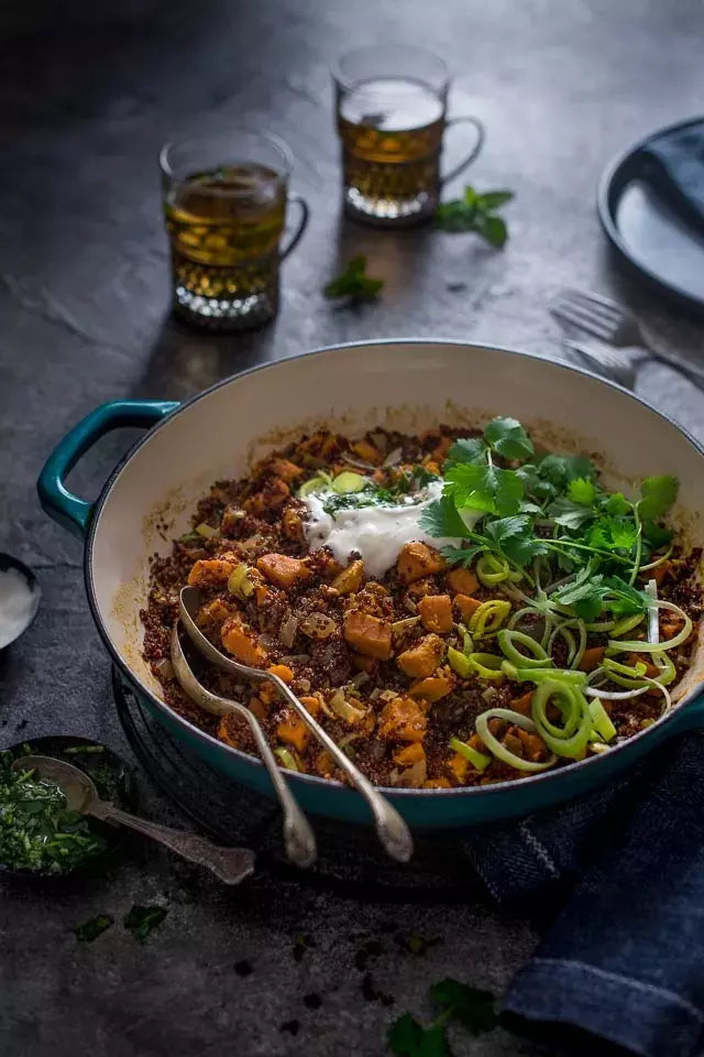 Quinoa pilaf stew in pot