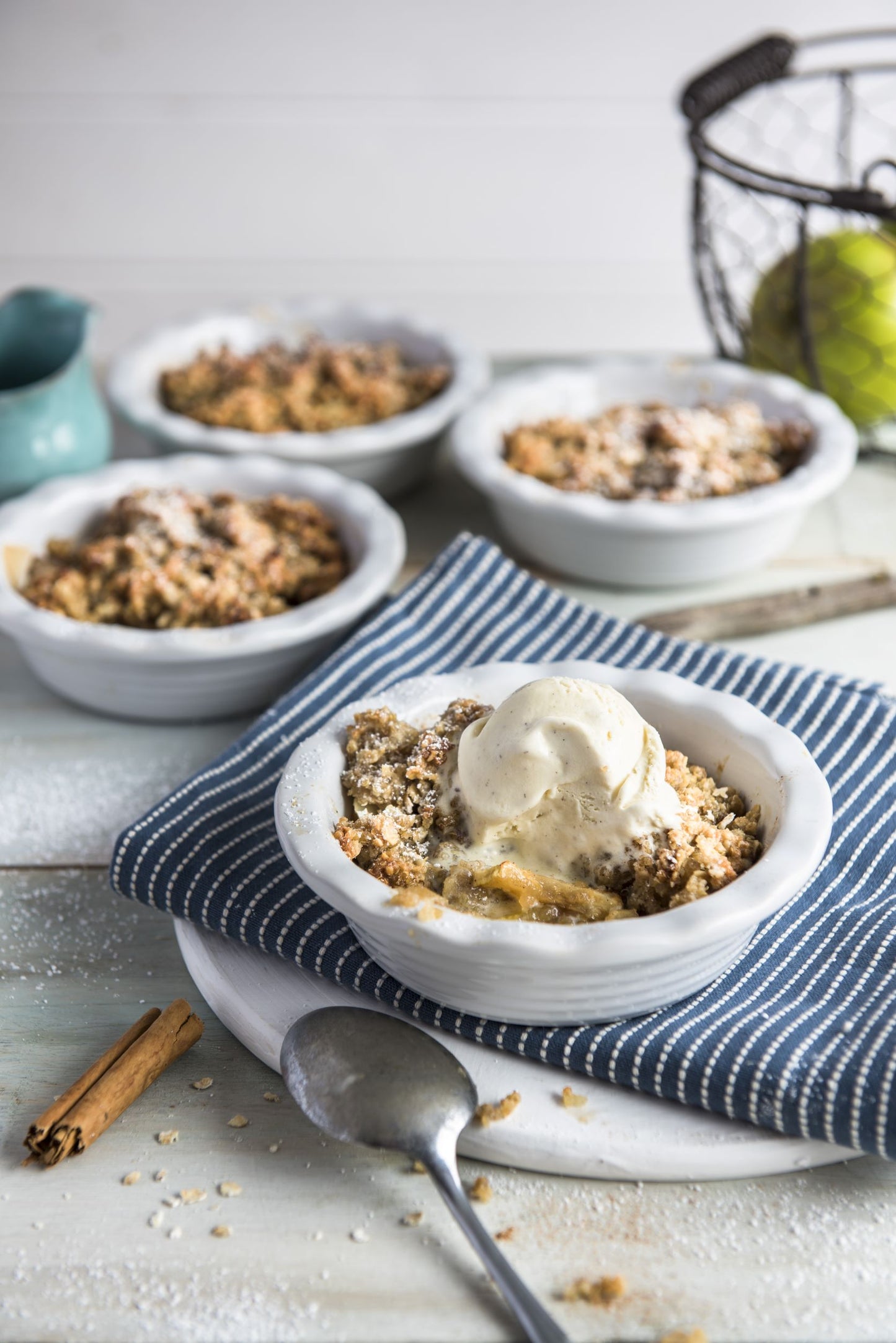 quinoa apple crumble with scoop of ice cream