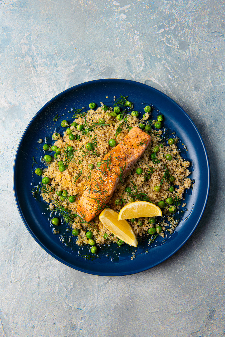 Quinoa with lemon and honey salmon