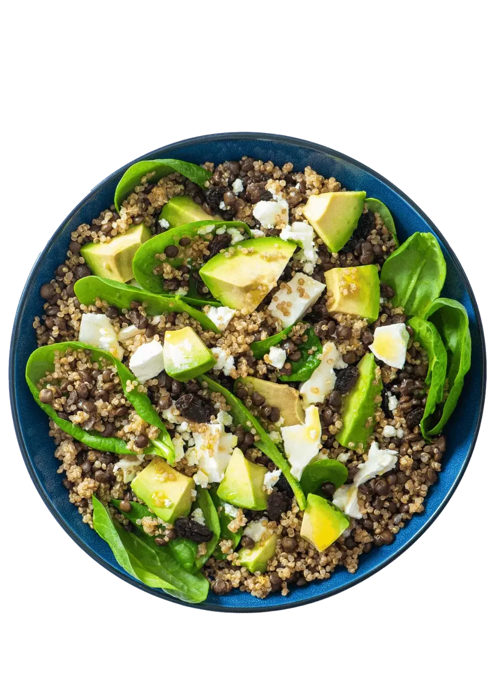 bowl of quinoa, feta and avocado salad 