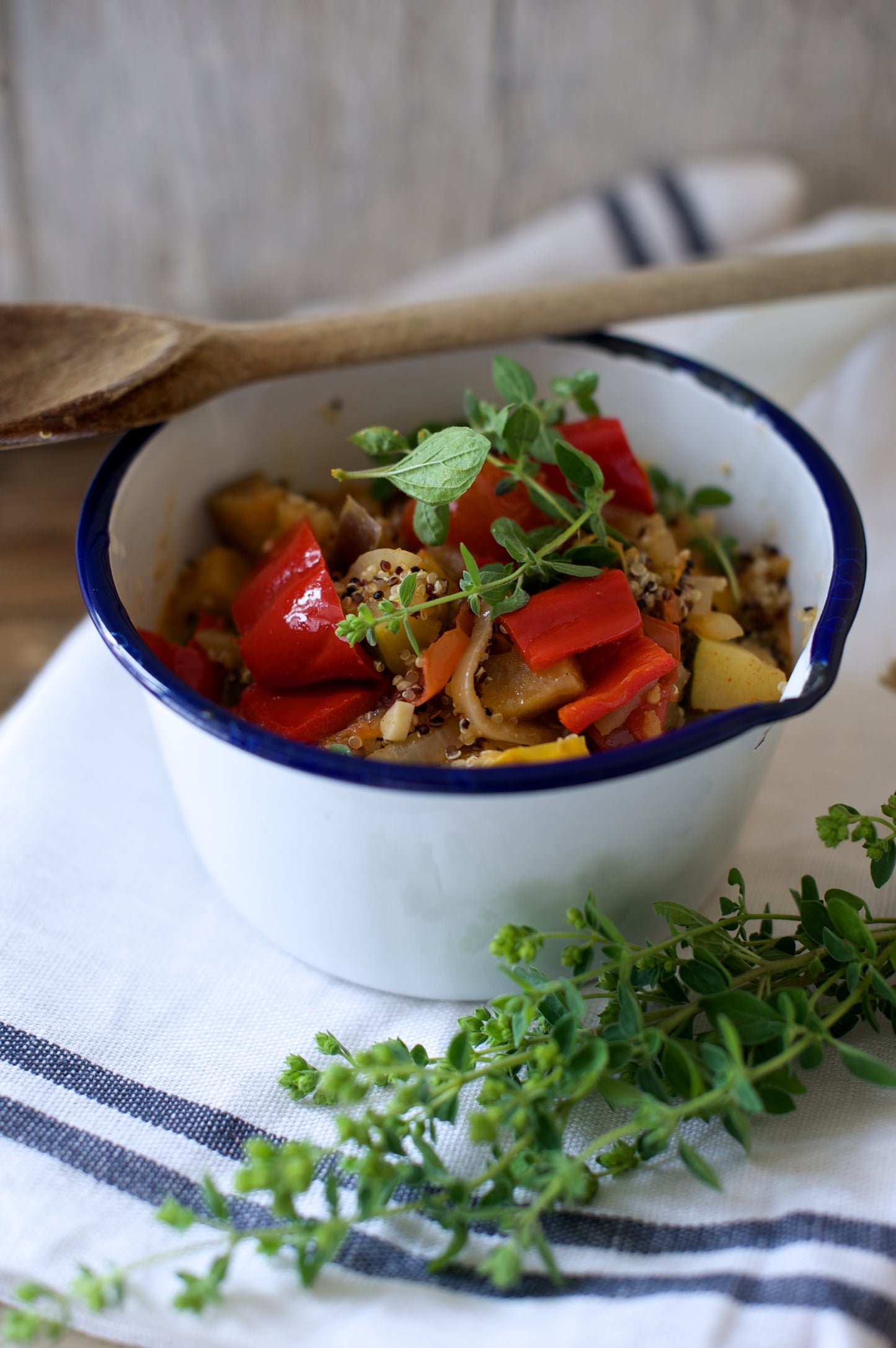 Quinoa Stew in pot on napkin