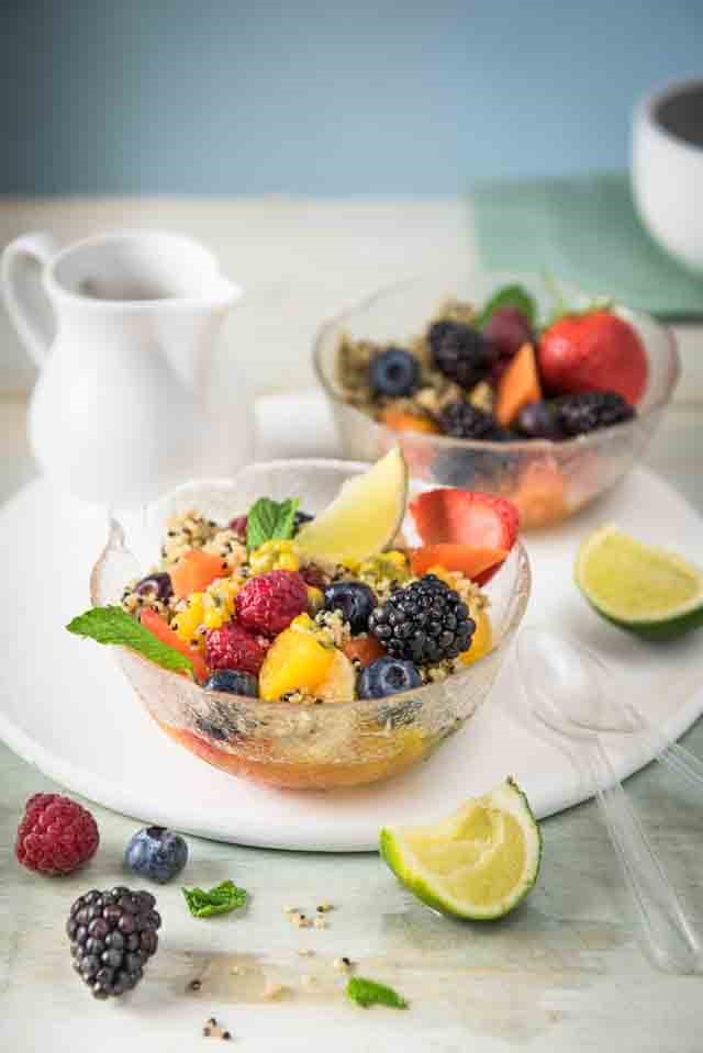 quinoa and fruit in a bowl 